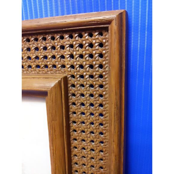 vtg 80s 1981 HOMCO Faux Rattan Wicker Picture Frame & Sconce Set 3282 4226 - Picture 7 of 12